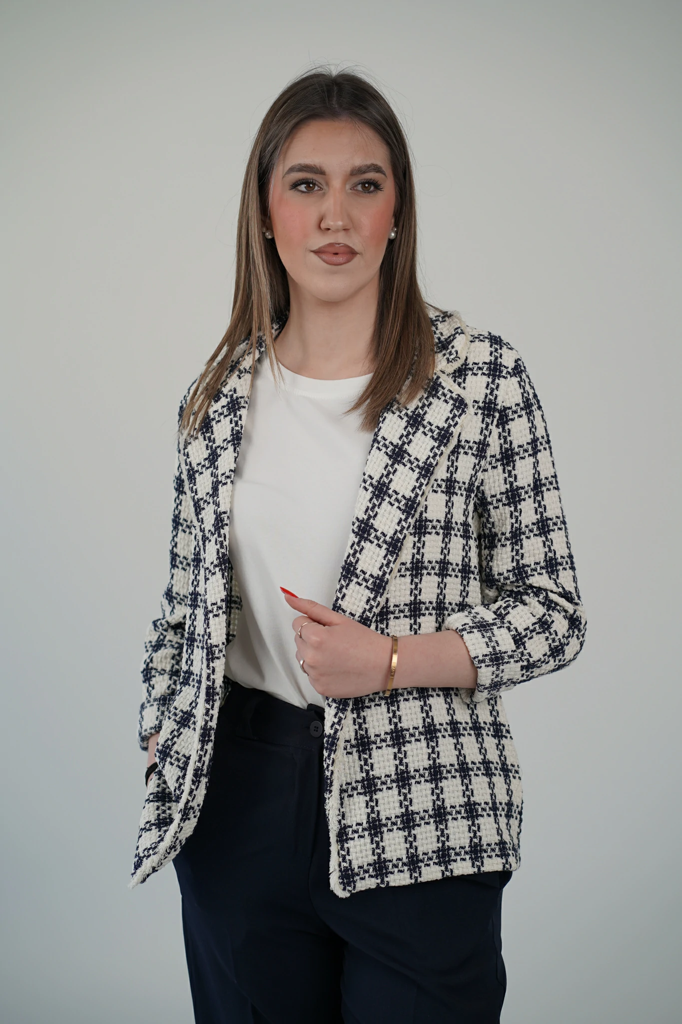 Giacca a Quadri - Bianca e Blu - immagine 3