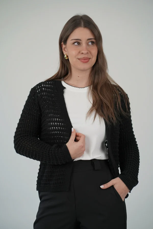 Cardigan Traforato - Nero