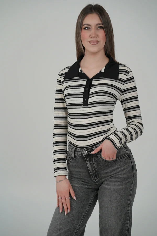 Body a Righe - Nero/Grigio