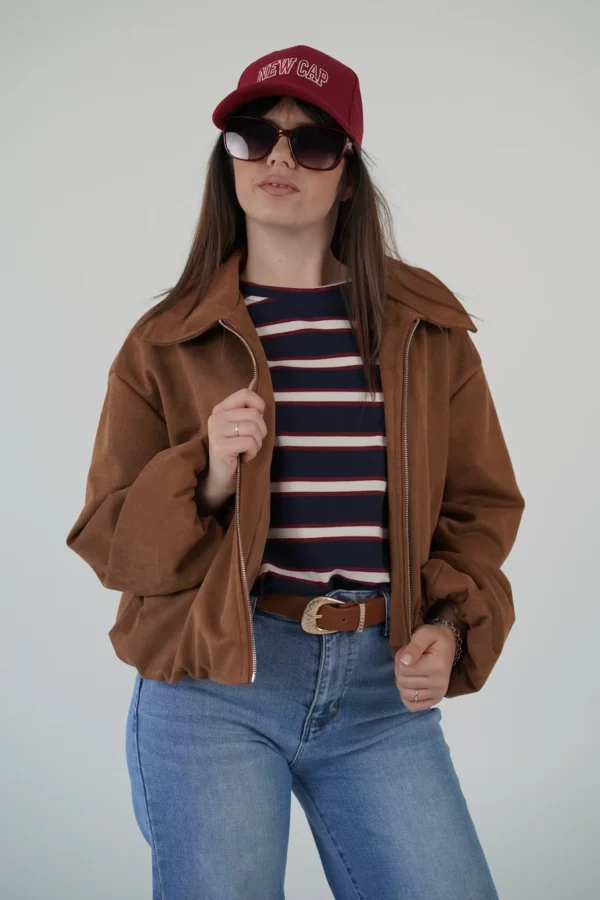 Giacca Bomber Scamosciata - Coccio