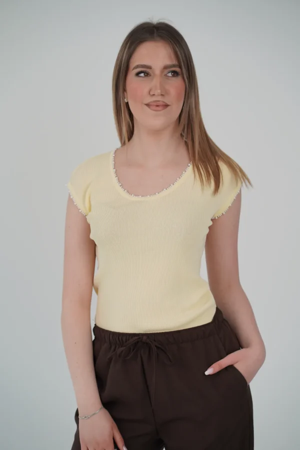 Maglia Perline - Giallo Pastello