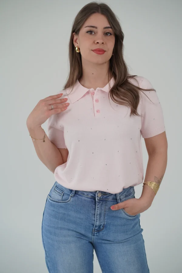 Maglia Polo con Strass