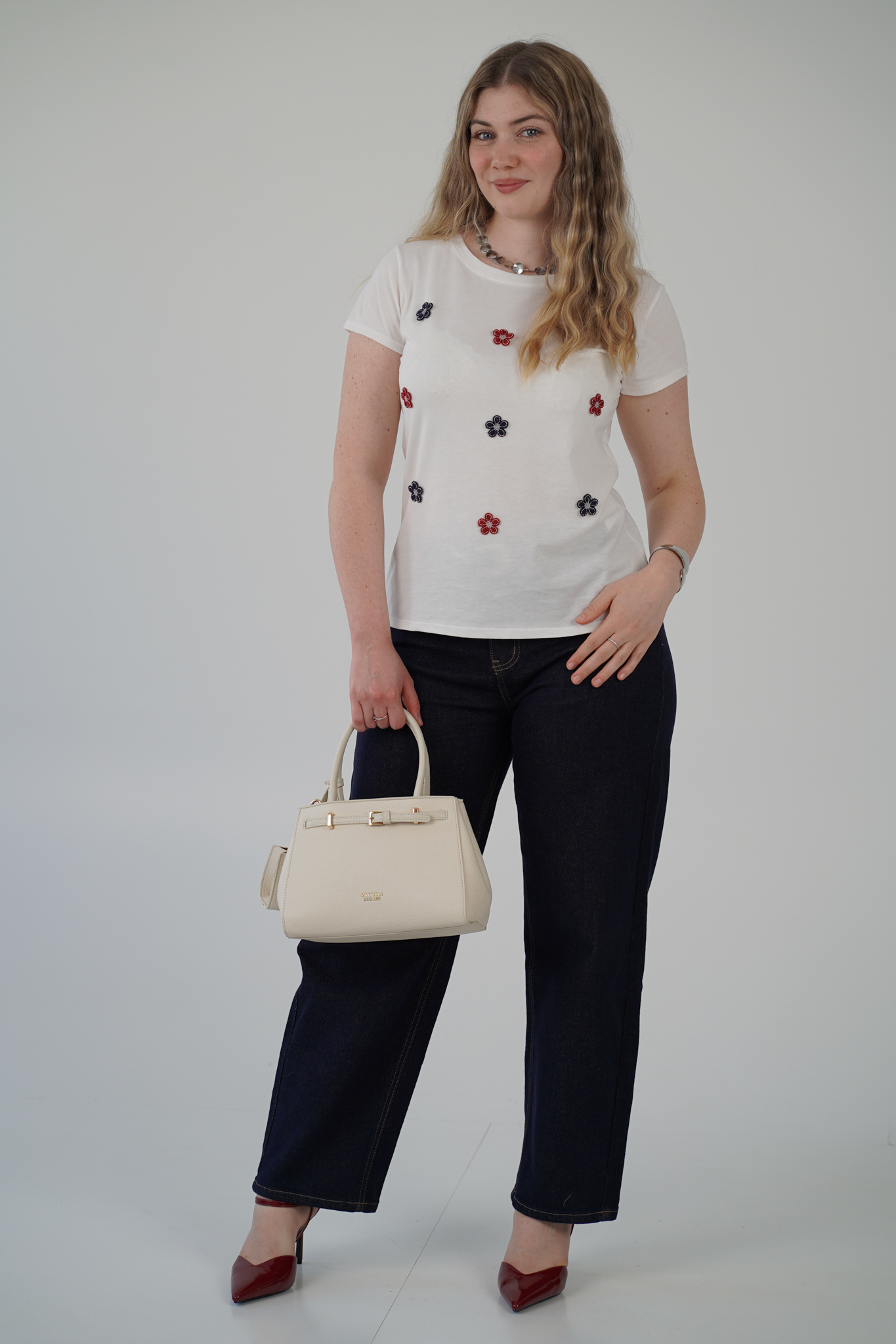 T-Shirt Daisy Fiori Blu e Bordeaux - immagine 6