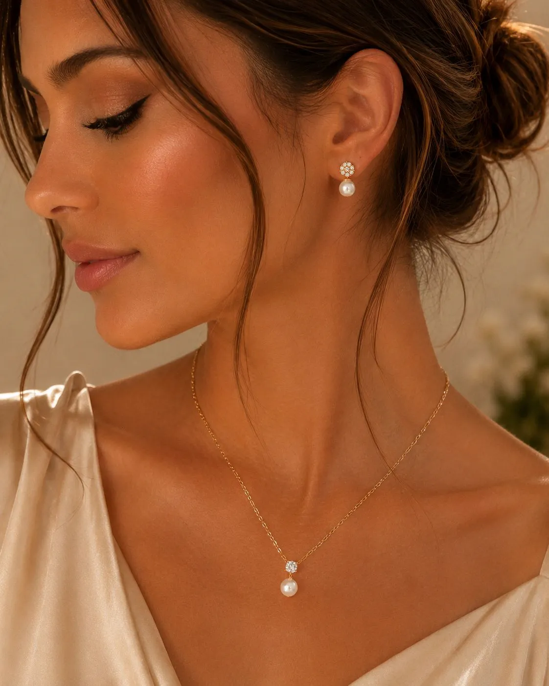 Collana Perla e Strass