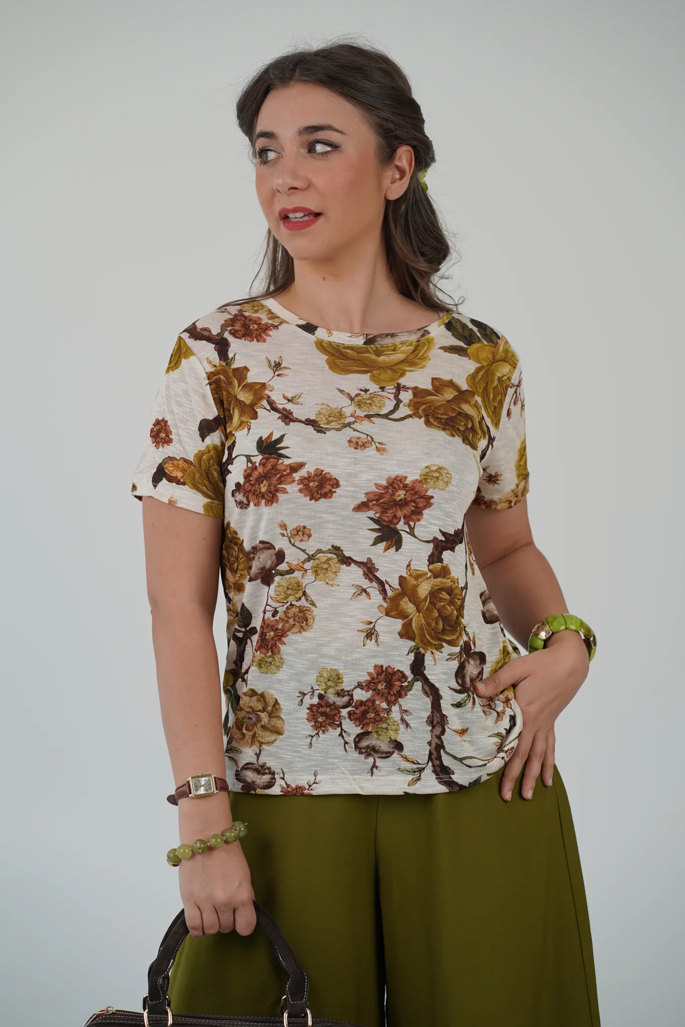 T-Shirt Misto Lino Fiori Wild - immagine 7