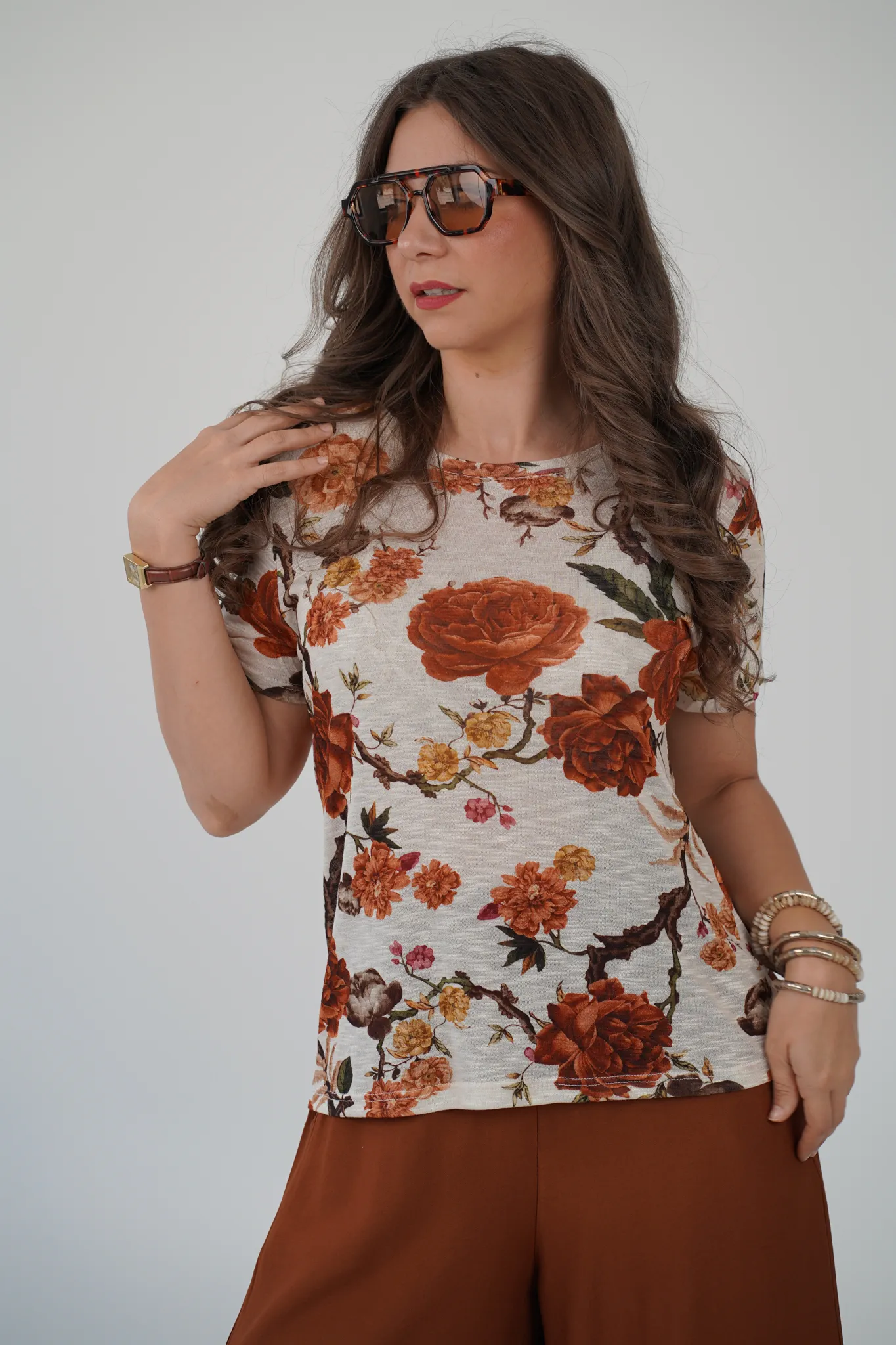T-Shirt Misto Lino Fiori Wild - immagine 4