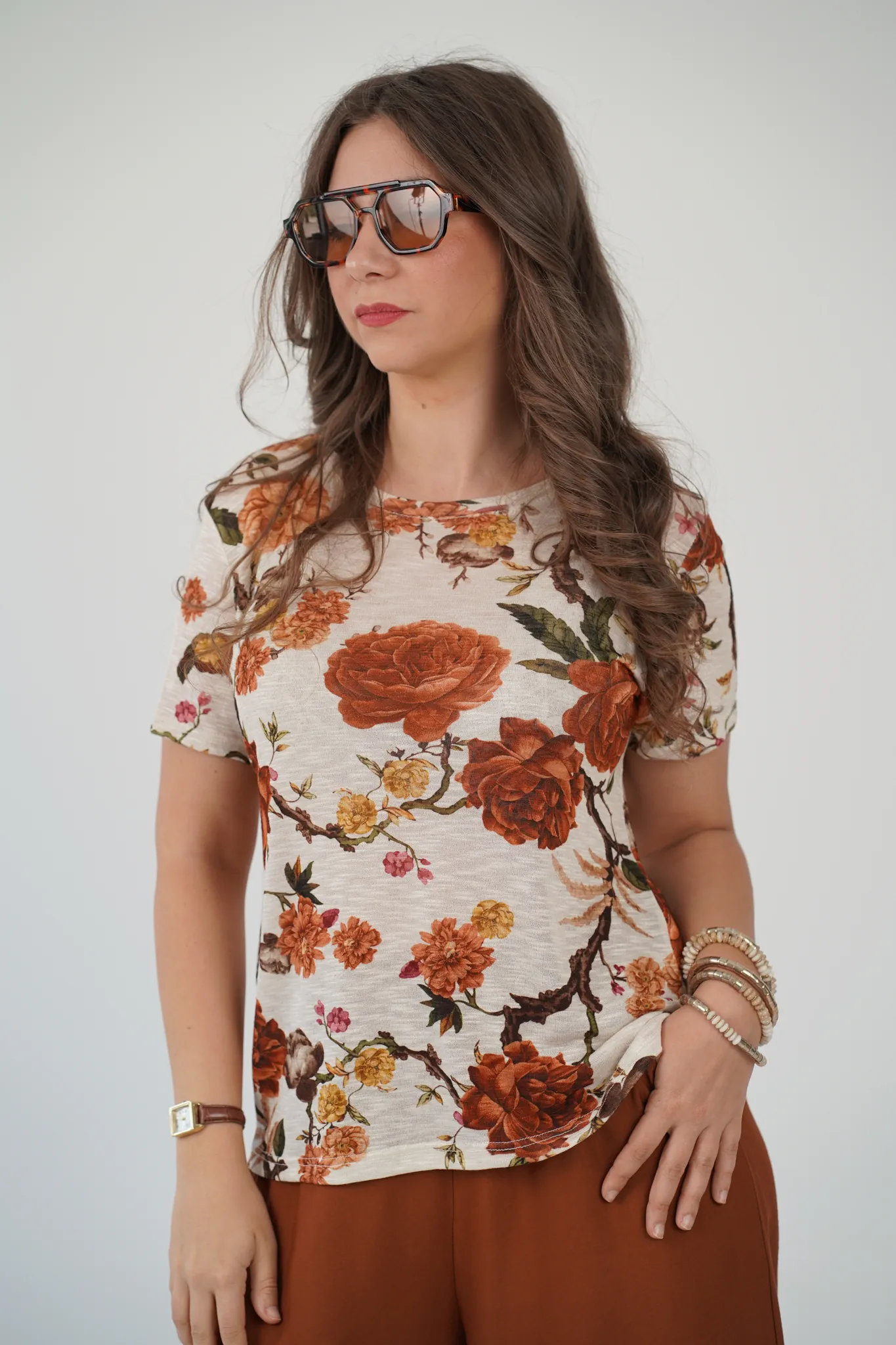 T-Shirt Misto Lino Fiori Wild - immagine 3