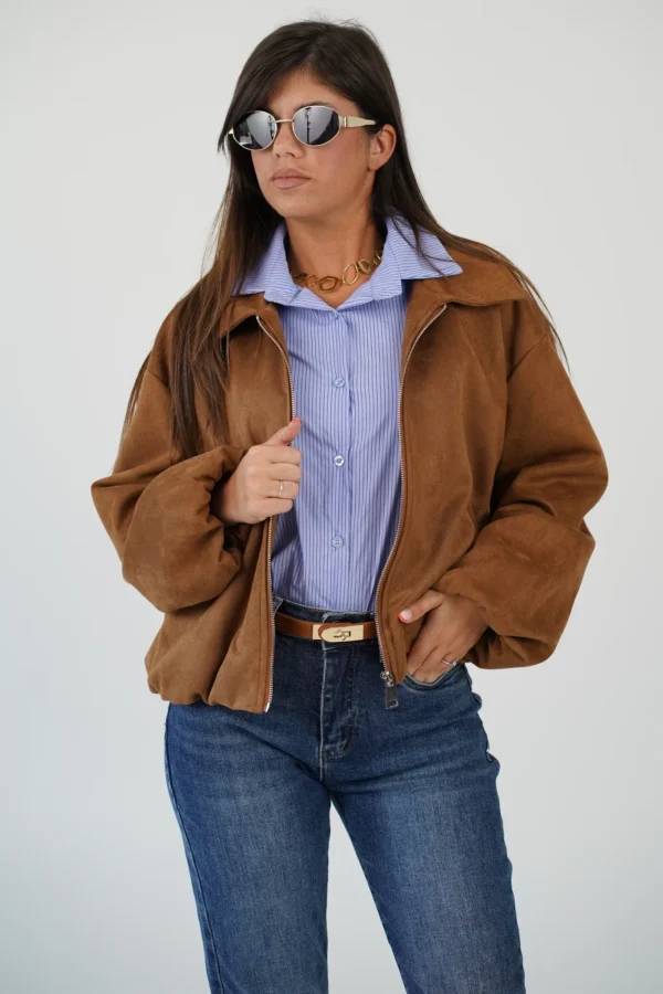 Giacca Bomber Scamosciata - Coccio
